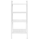 KMUNGDWG Metal Ladder Shelf 4 Tier Bookcase, White Mesh Shelf Ladder Bookshelf for Bathroom Living Room Office Display Storage