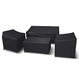 STARTWO Outdoor Furniture Cover Waterproof, 4 Piece Patio Furniture Set Cover 400D for Outside Couch, Lawn Chairs, Coffee Table, Windproof with Buckle Strap, Black