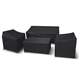 STARTWO Outdoor Furniture Cover Waterproof, 4 Piece Patio Furniture Set Cover 400D for Outside Couch, Lawn Chairs, Coffee Table, Windproof with Buckle Strap, Black