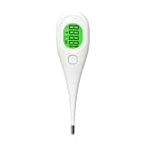 TEMVICA 8 Seconds Digital Thermometer for Adults Kids Infants - Rapid BBT Basal Body Thermometer for Ovulation Oral Underarm Rectal Monitor with 3-Color Backlight Fever Alarm with Storage Box White