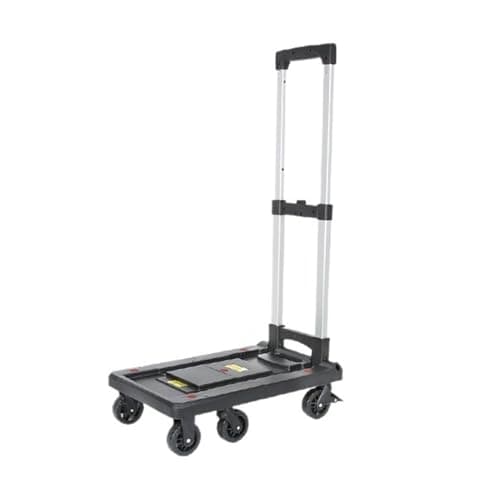 GAOFEMZ Folding Portable Hand Truck Trolley - Heavy-Duty Cargo & Luggage Cart Compact Household Trailer Ideal for Couriers & Travel (Large Black)