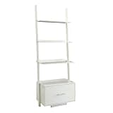Convenience Concepts American Heritage Ladder Bookshelf with File Drawer 24.75" - Classic Living Room Bookcase with Filing Cabinet for Office, Den, White
