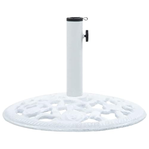 VIHHQGC Heavy Duty Cast Iron Umbrella Base for Patio, Medium White Outdoor Umbrella Stand with Floral Design for Stability and Durable Support for Balcony and Garden