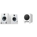 PreSonus Eris 3.5 Studio Monitors (White) 3.5" Inch Powered Bookshelf Speakers + Eris Sub 8 BT (White) 8-Inch Subwoofer