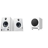 PreSonus Eris 3.5 Studio Monitors (White) 3.5" Inch Powered Bookshelf Speakers + Eris Sub 8 BT (White) 8-Inch Subwoofer