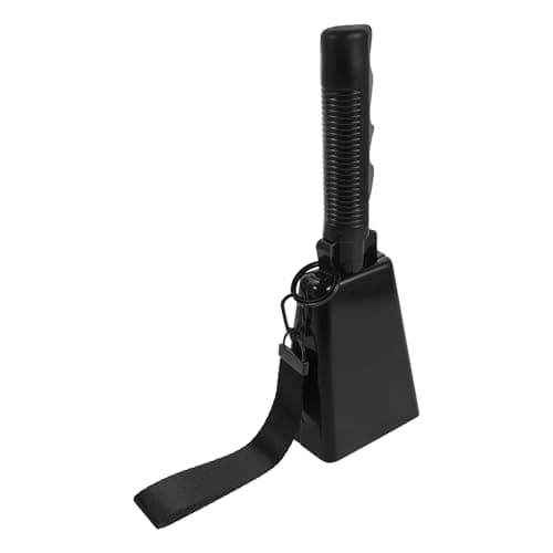 MUSISALY Cheerleading Cowbell for Football Game, Handheld Cow Bell Noise Maker with Handle, 9 inch Percussion Musical Instruments Bell Alarm Chimes for Sporting Black