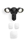 Ring Floodlight Cam, Wired (newest model), Black with Window & Door Sensor 2-Pack and Motion Detector