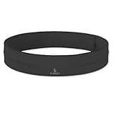 FlipBelt Classic Running Belt for Phone and Small Accessories, Exercise Waist Pouch for Women and Men, L, Carbon