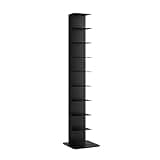 Metal Bookshelf Tower, Modern Open Vertical Bookcase, Narrow Floor Standing Organizer, Invisible Floating Storage Rack, Ideal Display Shelf for Small Spaces