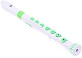 Nuvo Recorder Plus Beginner Wind Instrument – Black/Black, Silicone Key System, Hard Case (White/Green)