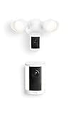 Ring Floodlight Cam, Wired (newest model), White with Spotlight Cam, Plug-In (newest model), White