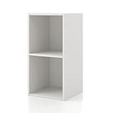 Homes: Inside + Out Apexa 2-Cube Storage Organizer Shelves, Stackable Wood Bookcase Fits Cubby Bins for Organization, Dorm Teen Room Decor & Home Office, White