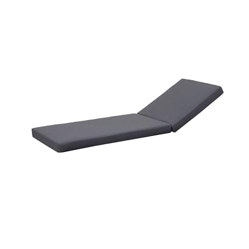 PlushNest Chaise Lounge Cushion Only Water-Resistant Fabric 4" Thick Polyurethane Foam with Hook and Loop Ties Fits Standard Chaise Lounges Easy to Clean Surface for Outdoor Patio Dark Grey