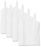 Amazon Essentials Girls' Cotton Shelf Layering Camisole with Adjustable Straps, Pack of 4, White, Large