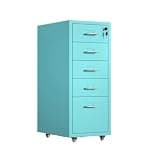UYCVT File Cabinet Thickened Cold-Rolled Steel Chest of Drawers Storage Cabinet Multifunctional Data Organizer Cabinet 5 Layer Large Capacity Office File Cabinet Filing Cabinet-Blue
