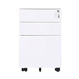 UYCVT File Cabinet Three Drawers Side Pull Metal File Cabinet White Iron Chest of Drawers for Home Office Furniture 30 * 45 * 60Cm Filing Cabinet
