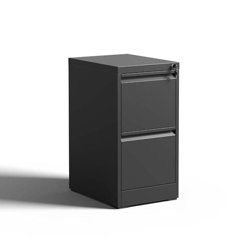 Heavy-Duty Metal Lateral File Cabinet with Lock - Lockable Filing Cabinet for Legal,Letter,A4,F4 Size Documents - Large Capacity Steel Office Storage Cabinet - Smooth Glide Drawers (Black,2 Drawers)