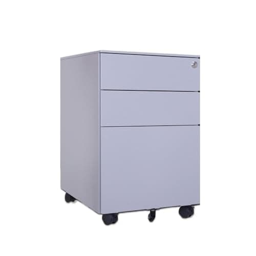 7UOYVBLNRSJM File Cabinet Steel Movable Cabinet Small Push Under Desk Storage Three Drawers with Wheels(Gris)