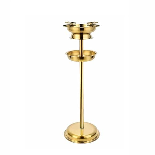 YUZDNM Floor Standing Cigar Ashtray for Outside Patio, Detachable Accessory Tray, Stable Polished Stainless Steel Ashtray for Indoor/Outdoor Use, Standing Ashtray for Cigar Enthusiast(Gold)