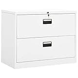 KFPOERTFGD White Filing Cabinet, 2 Drawer Metal File Cabinet with Lock, Modern Office Storage Organizer for Letter, Legal and A4 Files, 35.4 x 18.1 x 28.5 Inches