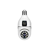 BXGBWKZHRQF 8MP E27 Bulb WiFi Security Cam Dual Lens AI Human Tracking Two-Way Audio Dual Screen Voice Alarm(8MP Cam Only)