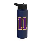 Purple and Gold Number 11 Jersey Player Uniform #11 Fan Stainless Steel Insulated Water Bottle