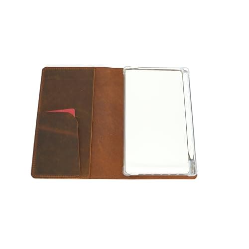JJNUSA Genuine Leather Folio case with Pen Holder for Remarkable Pro Move Tablet 7.3", Folio Cover for Remarkable Pro Move Cover case Birthday Gift for Him (Brown)