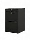 EcoSummer Black 2-Drawer Lockable Steel File Cabinet, Heavy Duty Under Desk Metal Filing Cabinet with Anti-Tip Structure, Fits Letter & Legal Documents, Office Document Storage Cabinet