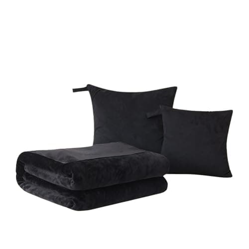 kinganrun Pillow Quilt, Multifunctional car Dual-use Pillow Blanket, Office nap Blanket(Black,40x40cm)