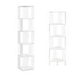 YATINEY 5-Tier Rotating Bookshelf and 5-Tier Corner Shelf Bundle, Tall Narrow Space-Saving Bookcase for Bedroom