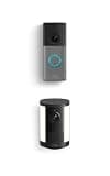 Ring Wired Doorbell (newest model), Speckled Gray with Spotlight Cam, Battery (newest model), Black