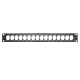 Lectronify 1U Rack Panel for 19" Standard Rackmount & 16 D-Series Connectors – Compatible with XLR, speakON, powerCON – Steel 1RU Rackmount Plate for Audio, Video, PA & Lighting System Integration