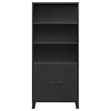 KGHFDVB Industrial Anthracite Bookshelf with Doors, 31.5x12.6x70.9 Inches Steel Bookcase for Home Office