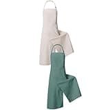 YunJove Waterproof Apron Artist Smock Canvas Apron Pottery Apron Heavy-Duty Material Split Front Cover Comfortable Adjustable Straps Suitable for Clay, Apricot-green