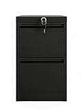 2 Drawer Vertical File Cabinet with Lock, Cold-Rolled Steel Filing Cabinet for Home Office, Letter/Legal/A4 Size Hanging Files, Lockable Metal Storage Organizer Under Desk, Anti-Tip Interlock, Black