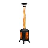 Beneouya Wood Burning Patio Heater with Glass Viewing Window, Glass Tube, Fire Pits for Outside Wood Burning, Outdoor Fire Pit for Backyard, Patio