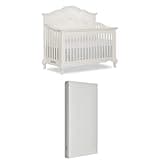 Bundle of Evolur Aurora 5-in-1 Convertible Crib in Ivory Lace & Premium Airlay Crib Mattress – Luxury Nursery Sleep Set | Dual-Sided, Greenguard Gold Certified