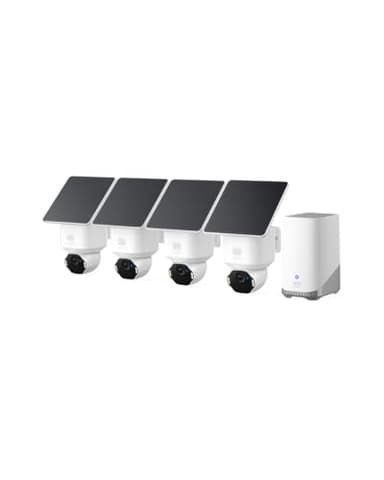 eufy Security SoloCam E42 4-Cam Kit, 4K Security Camera Wireless Outdoor, Solar Powered, AI Motion Tracking, Strobe Light, Pan & Tilt, Facial Recognition, Built-in Local Storage (Up to 16TB)