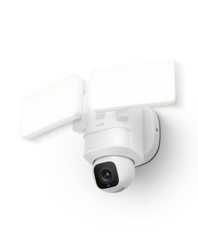 eufy Security Floodlight Camera E30, Security Camera Outdoor, 360ยฐ Pan and Tilt, AI Detection and Tracking, 2K Video, 2.4GHz Wi-Fi, 2,000 Lumens, Built-in Siren, 24/7 Recording๏ผNo Monthly Fee