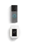 Ring Battery Doorbell (newest model), Speckled Gray with Ring Spotlight Cam Plus, Battery, White