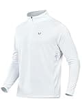 NORTHYARD Men's Quarter Zip Pullover Athletic Running 1/4 Zip Long Sleeve Pullovers Quick Dry Lightweight Tennis Gym Shirts White M