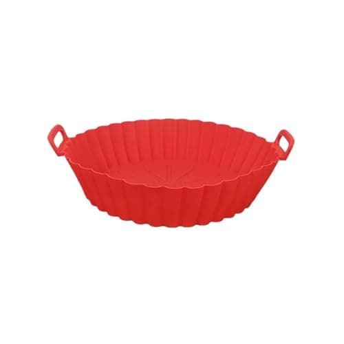 Airfryer Silicone Basket Reusable Baking Tray Silicone For AirFryer Pizza Fried Chicken Basket Air Fryer Liners Accessories(Size L Red)