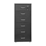 6-Tier Vertical File Cabinet Lockable Freestanding Storage Cabinet,Black