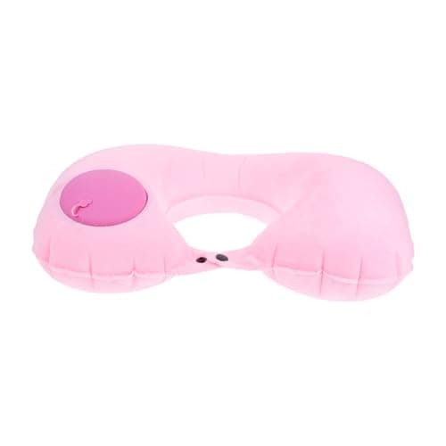 DEARMAMY Inflatable U-Shaped Neck Pillow Press-and-inflate Travel Pillow with Crystal Velvet Cover, Portable Airplane Neck Support for Adults, Compact Lightweight Sleeping Cushion