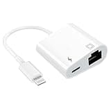 Apple MFi Certified Lightning to Ethernet Adapter - 2 in 1 RJ45 Ethernet LAN Network Adapter with Charge Port for iPhone/iPad/iPod, Plug and Play, Supports 100Mbps Network