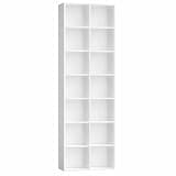 FOTOSOK 71'' Tall Bookshelf with 14 Cubes, 7 Tier Double Wide White Bookshelf with 6 Adjustable Shelves, 19.6" Narrow Bookcase DVD/CD Media Storage, Space Saving Display Shelf Cabinet, White