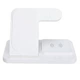 SENECESLI 4 in 1 Wireless Charging Station with Foldable Design for Convenient Charging, Colored Air Light for Night Use, Fast for Phones and Headphones, Ideal for Home (White)