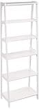 Amazon Basics 5-Tier Sturdy Rubberwood Ladder Bookshelf, Freestanding Storage Organizer Bookcase, Display Shelf for Small Space, White, 25.98" W x 74.48" H x 15.03" D
