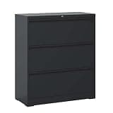 Kusupalm 2 Drawer Lateral File Cabinet, Metal Filing Cabinet with Lock and Anti-Tip Interlock, Heavy Duty Steel Storage Cabinet for Home Office Letter Legal A4 Files, Black