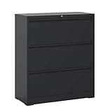 Kusupalm 2 Drawer Lateral File Cabinet, Metal Filing Cabinet with Lock and Anti-Tip Interlock, Heavy Duty Steel Storage Cabinet for Home Office Letter Legal A4 Files, Black
